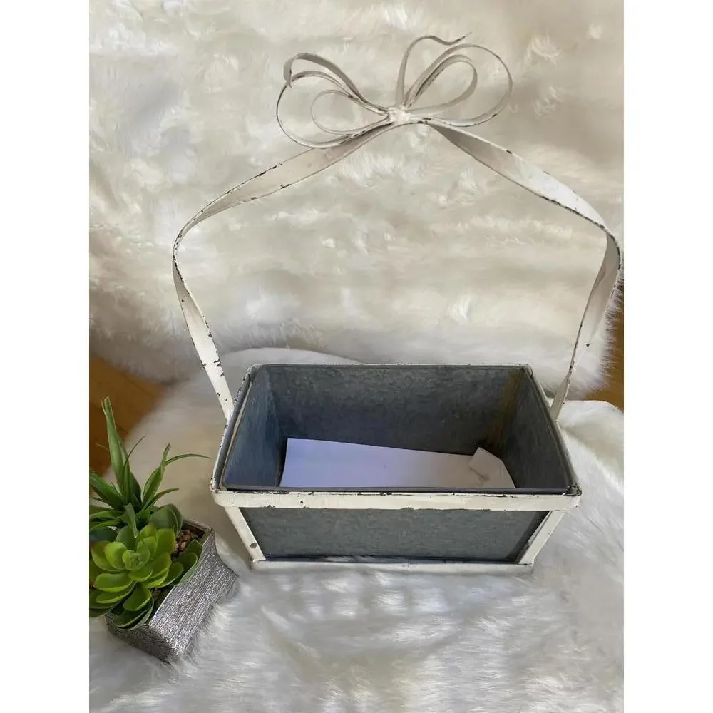 Decorative Metal Basket with Bow Handle